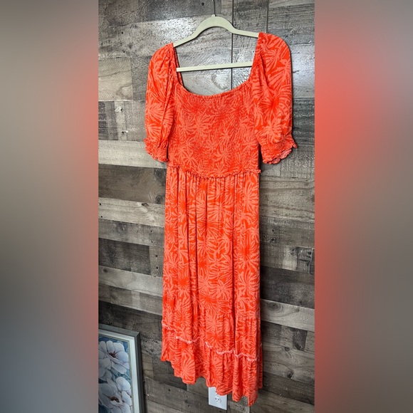 BETSEY JOHNSON Palms Of Paradise Maxi Dress In Spicy Orange Size Large - Picture 4 of 6